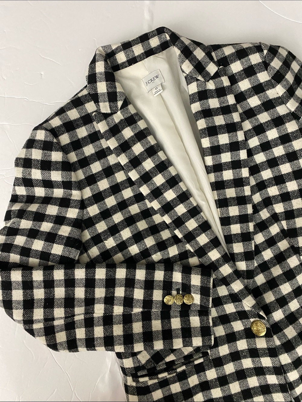 J. Crew Wool Black and White Checked Single-Button Blazer - Picture 6 of 16